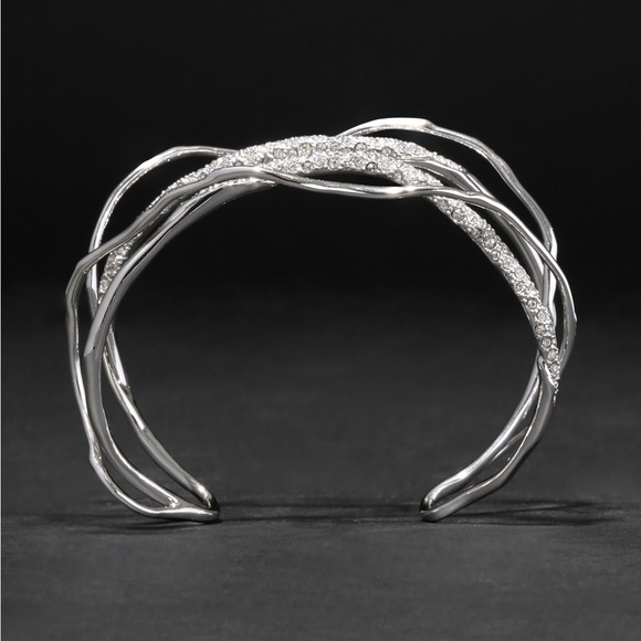 ALEXIS BITTAR • Solanales Silver Crystal Intertwined Cuff Bracelet - Picture 3 of 13